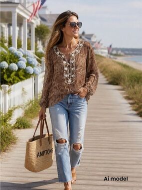 Chetta B Top Brown Silk Size‎ 16 Retails $460